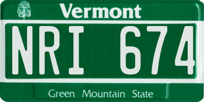 VT license plate NRI674