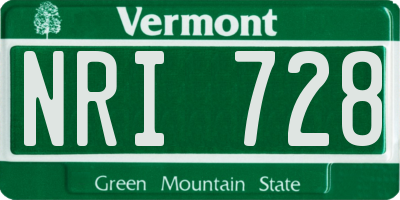 VT license plate NRI728