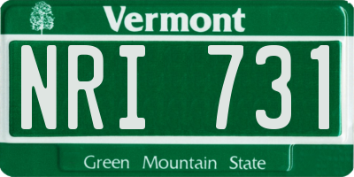VT license plate NRI731