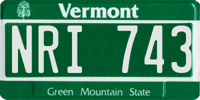 VT license plate NRI743
