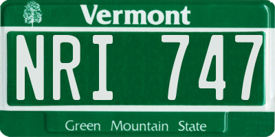 VT license plate NRI747