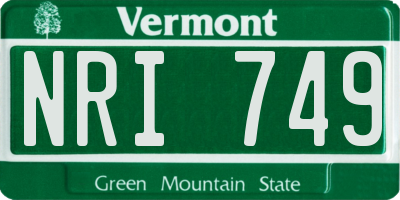 VT license plate NRI749