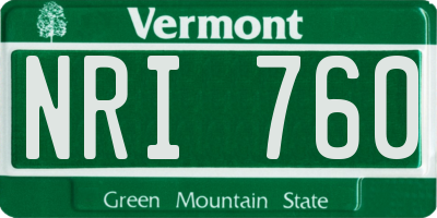 VT license plate NRI760
