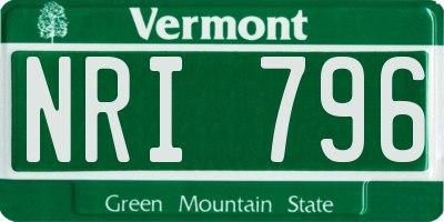 VT license plate NRI796