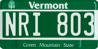 VT license plate NRI803
