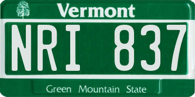 VT license plate NRI837