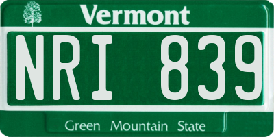 VT license plate NRI839