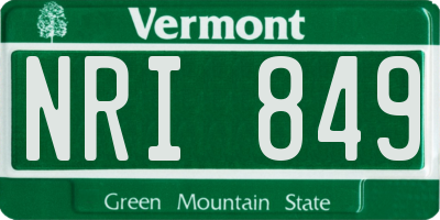 VT license plate NRI849