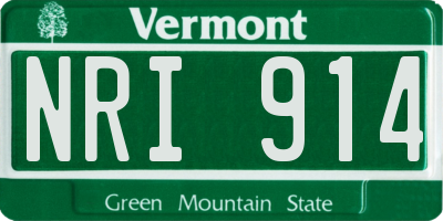 VT license plate NRI914