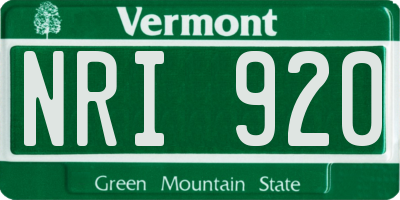 VT license plate NRI920