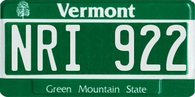 VT license plate NRI922