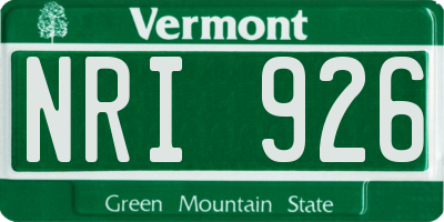 VT license plate NRI926