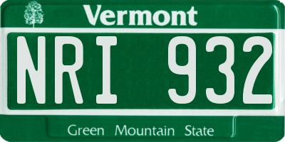 VT license plate NRI932