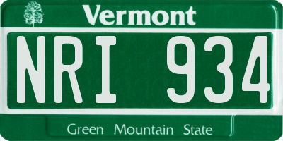 VT license plate NRI934