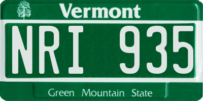 VT license plate NRI935