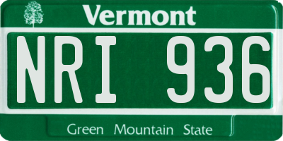 VT license plate NRI936
