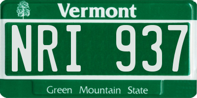 VT license plate NRI937