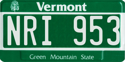 VT license plate NRI953
