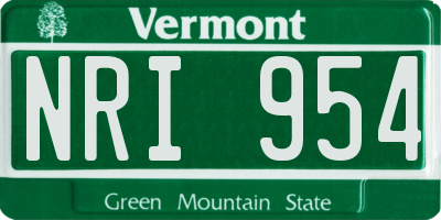 VT license plate NRI954