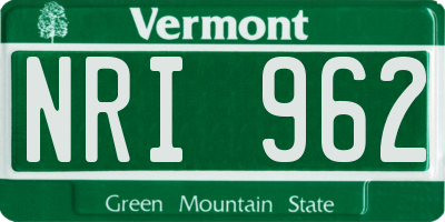 VT license plate NRI962