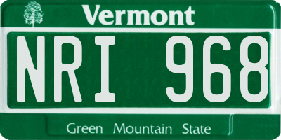 VT license plate NRI968