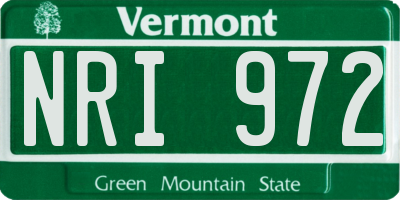 VT license plate NRI972