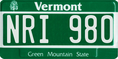 VT license plate NRI980