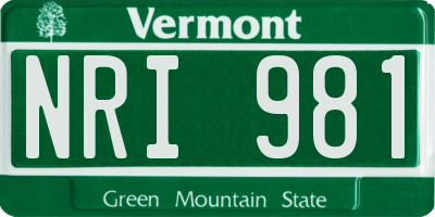 VT license plate NRI981