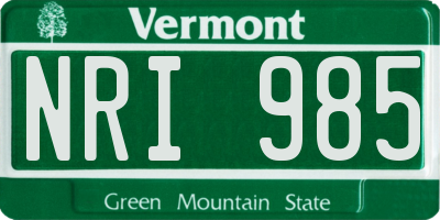 VT license plate NRI985