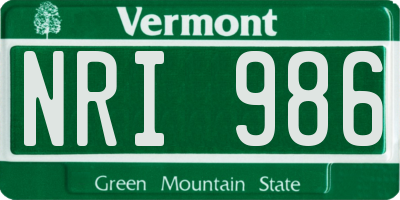 VT license plate NRI986