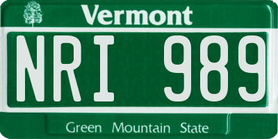 VT license plate NRI989