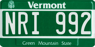 VT license plate NRI992