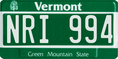 VT license plate NRI994