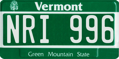 VT license plate NRI996