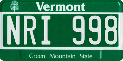 VT license plate NRI998