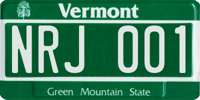 VT license plate NRJ001