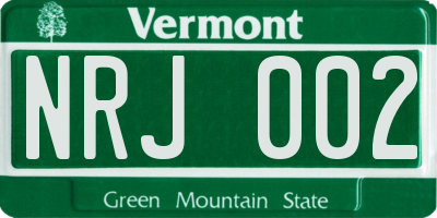 VT license plate NRJ002