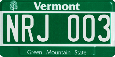 VT license plate NRJ003