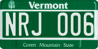 VT license plate NRJ006
