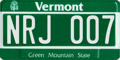VT license plate NRJ007