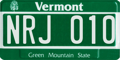 VT license plate NRJ010