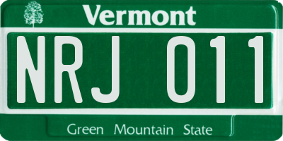 VT license plate NRJ011