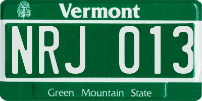 VT license plate NRJ013