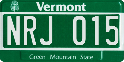 VT license plate NRJ015