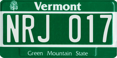 VT license plate NRJ017