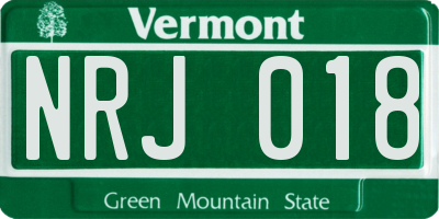 VT license plate NRJ018