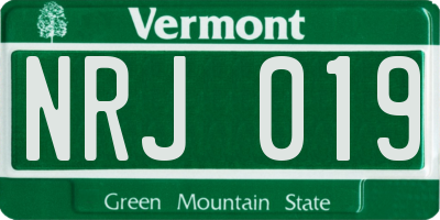 VT license plate NRJ019