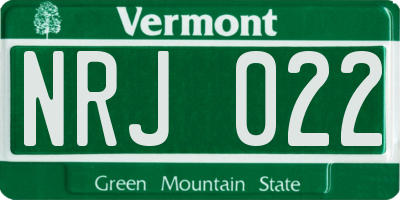 VT license plate NRJ022
