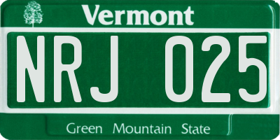VT license plate NRJ025