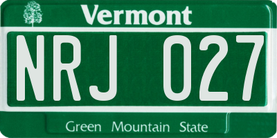 VT license plate NRJ027